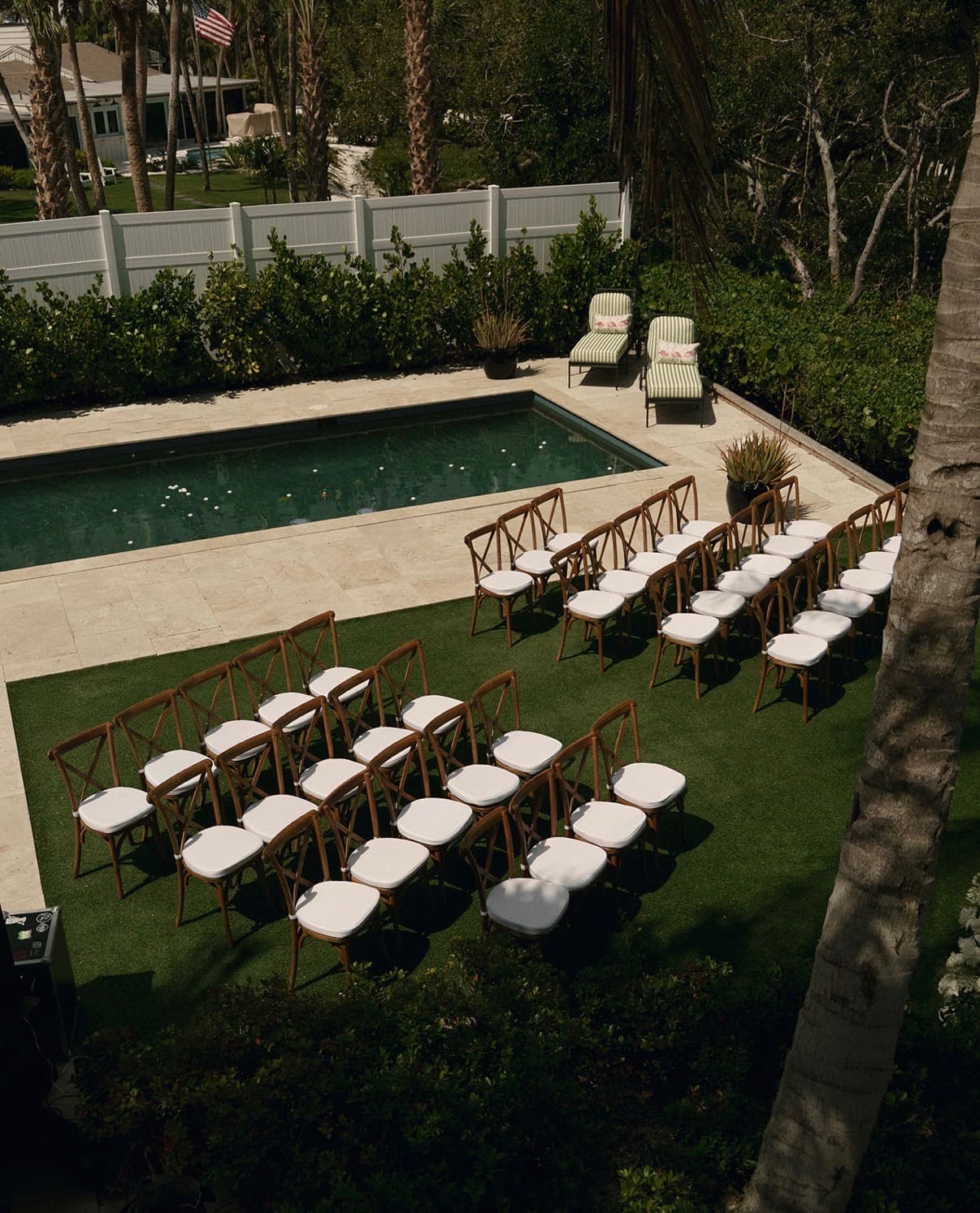 Ceremony seating for a wedding on Casey Key